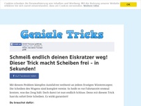 Bild zum Artikel: Schmeiß endlich deinen Eiskratzer weg! Dieser Trick macht Scheiben frei – in Sekunden!