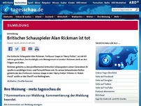 Bild zum Artikel: Britischer Schauspieler Alan Rickman ist tot