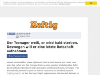 Bild zum Artikel: Der Teenager weiß, er wird bald sterben. Deswegen will er eine letzte Botschaft aufnehmen.