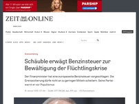 Bild zum Artikel: Haushalt: Schäuble erwägt Benzinsteuer zur Bewältigung der Flüchtlingskrise