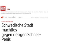 Bild zum Artikel: Wie kam der denn da hin? - Schwedische Stadt machtlos gegen riesigen Schnee-Penis