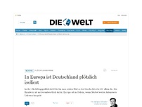 Bild zum Artikel: Flüchtlingskrise: In Europa ist Deutschland plötzlich isoliert