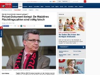 Bild zum Artikel: Hat der Innenminister bewusst gelogen? - Polizei-Dokument belegt: De Maizières Flüchtlingszahlen sind völlig falsch