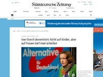 Bild zum Artikel: Von Storch dementiert: Nicht auf Kinder, aber auf Frauen darf man schießen