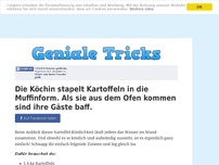 Bild zum Artikel: Die Köchin stapelt Kartoffeln in die Muffinform. Als sie aus dem Ofen kommen sind ihre Gäste baff.