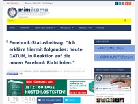 Bild zum Artikel: Facebook-Statusbeitrag: “Ich erkläre hiermit folgendes: heute DATUM, in Reaktion auf die neuen Facebook Richtlinien.”