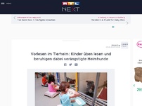 Bild zum Artikel: Vorlesen im Tierheim: Kinder üben lesen und beruhigen dabei verängstigte Heimhunde