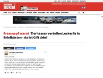 Bild zum Artikel: Tierhasser verteilen Leckerlis in Briefkästen - doch da ist Gift drin!