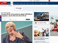 Bild zum Artikel: Nach Silvester-Aussage - Claudia Roth will juristisch gegen AfD-Mann vorgehen, doch blitzt bei Gericht ab