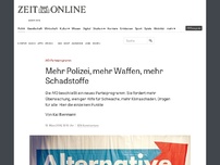 Bild zum Artikel: AfD-Parteiprogramm: Mehr Polizei, mehr Waffen, mehr Schadstoffe