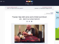 Bild zum Artikel: Traurig! Opa lädt seine sechs Enkel zum Essen ein - doch nur einer kommt