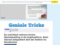 Bild zum Artikel: Du schichtest mehrere Sorten Wackelpudding in die Guglhupfform. Beim Stürzen katapultiert dich...