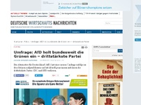 Bild zum Artikel: Umfrage: AfD holt bundesweit die Grünen ein – drittstärkste Partei