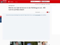 Bild zum Artikel: Sonntagstrend - Merkel und Gabriel stürzen in der Wählergunst ab - AfD kommt auf Rekordwert