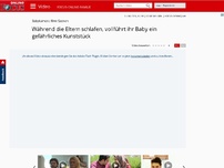 Bild zum Artikel: Babykamera filmt Szenen - Gruselige Aufnahmen: Während die Eltern schlafen, vollführt ihr Baby Unglaubliches