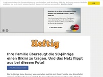 Bild zum Artikel: Ihre Familie überzeugt die 90-Jährige einen Bikini zu tragen. Und das Netz flippt aus bei diesem...