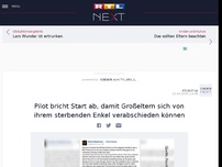 Bild zum Artikel: Pilot bricht Start ab, damit Großeltern sich von ihrem sterbenden Enkel verabschieden können