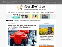 Bild zum Artikel: Airbag öffnet sich nicht: Simba Dickie Group ruft 17 Millionen Bobby-Cars zurück