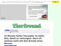 Bild zum Artikel: 10 Monate halten Tierquäler ihr Opfer fest, damit es verhungert. Doch sie rechnen nicht mit dem...