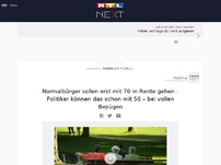 Bild zum Artikel: Normalbürger sollen erst mit 70 in Rente gehen - Politiker können das schon mit 56 – bei vollen...