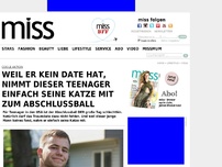 Bild zum Artikel: Weil er kein Date hat, nimmt dieser Teenager einfach seine Katze mit zum Abschlussball