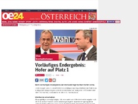 Bild zum Artikel: Vorläufiges Endergebnis: Hofer auf Platz 1