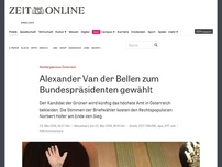 Bild zum Artikel: Alexander Van der Bellen zum Bundespräsidenten Österreichs gewählt