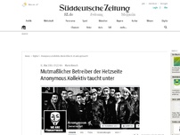 Bild zum Artikel: Mutmaßlicher Betreiber der Hetzseite Anonymous.Kollektiv taucht unter