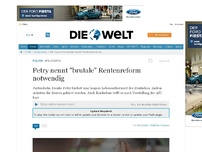 Bild zum Artikel: AfD-Fraktionschefin: Petry nennt 'brutale' Rentenreform notwendig