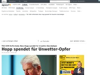 Bild zum Artikel: Hopp spendet für Unwetter-Geschädigte