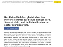 Bild zum Artikel: Das kleine Mädchen glaubt, dass ihre Mutter sie immer zur Schule bringen wird. Sie ahnt nicht,...