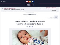 Bild zum Artikel: Baby Sofia hat Leukämie: Endlich Stammzellenspender gefunden