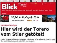 Bild zum Artikel: Herz durchstochen: Hier wird der Torero vom Stier getötet!