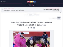 Bild zum Artikel: Stier durchbohrt Herz eines Toreros: Matador Victor Barrio stirbt in der Arena