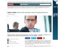 Bild zum Artikel: Hetze im Netz: Maas droht Facebook wegen Hasskommentaren