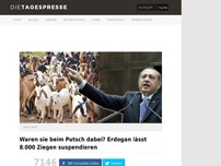 Bild zum Artikel: Waren sie beim Putsch dabei? Erdogan lässt 8.000 Ziegen suspendieren
