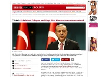 Bild zum Artikel: Türkei: Präsident Erdogan verhängt drei Monate Ausnahmezustand