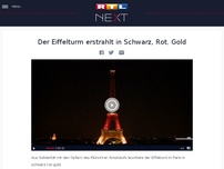 Bild zum Artikel: Der Eiffelturm erstrahlt in Schwarz, Rot, Gold