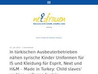 Bild zum Artikel: In türkischen Ausbeuterbetrieben nähen syrische Kinder, Uniformen für IS und Kleidung für Esprit, Next und H&M – Made in Turkey: Child slaves‘ making uniforms for Isis