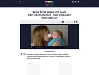 Bild zum Artikel: Seine Ärzte gaben ihm kaum Überlebenschancen - nun wird Jaxon zwei Jahre alt