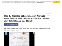 Bild zum Artikel: Der 4.-Klässler schreibt einen Aufsatz über Brüste. Der Lehrerin fällt vor Lachen der Rotstift aus der Hand!