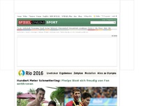 Bild zum Artikel: Hundert Meter Schmetterling: Phelps lässt sich freudig von Fan entthronen