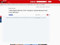Bild zum Artikel: Aktuelle Umfrage - Neuer Tiefschlag für Merkel: Nicht mal jeder zweite Deutsche will vierte Amtszeit