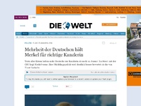 Bild zum Artikel: Flüchtlingspolitik: Mehrheit der Deutschen hält Merkel für richtige Kanzlerin