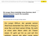 Bild zum Artikel: Ein junger Mann beleidigt einen Rentner, doch dessen Antwort macht ihn mundtot.