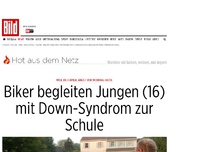 Bild zum Artikel: Angst vor Mobbing - Biker begleiten Jungen mit Down-Syndrom zur Schule