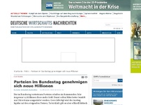 Bild zum Artikel: Parteien im Bundestag genehmigen sich neue Millionen
