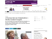 Bild zum Artikel: Pöbeleien bei der Einheitsfeier - Merkel fordert Respekt