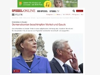 Bild zum Artikel: Einheitsfeier in Dresden: Demonstranten beschimpfen Merkel und Gauck