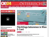 Bild zum Artikel: Flüchtlinge bekommen in Wien E-Card